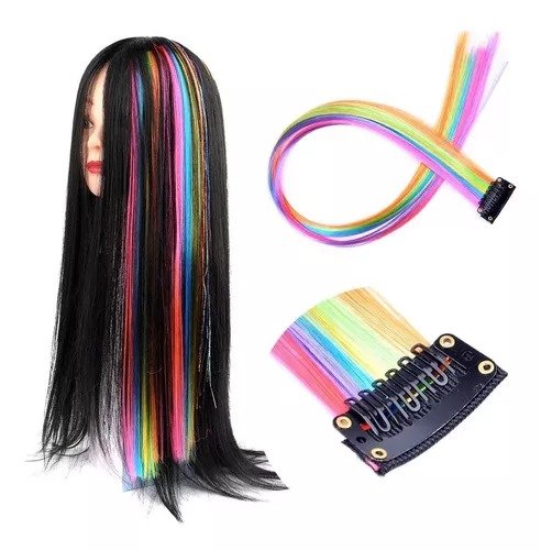 Aplique de Cabelo Colorido Cor:Único;Tamanho:Único