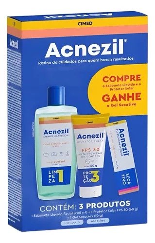 Kit Acnezil Cimed Sabonete Protetor Gel
