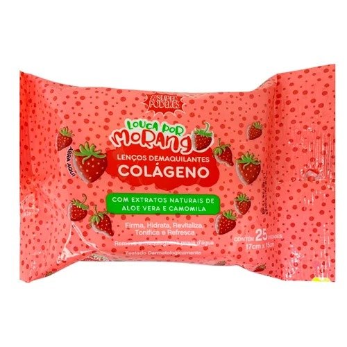 Lenço Demaquilante Super Poderes Louca Por Morango LDSP07
