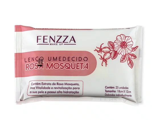 Lenço Umedecido Fenzza Rosa Mosqueta 25un