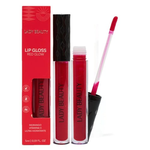 Lip Gloss Lady Beauty Red Glow Morango LB-43