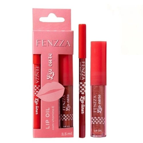 O Kit Contorno Labial + Lip Oil Lip Care Fenzza FZ22023 - Cor Red Cor:Único;Tamanho:Único