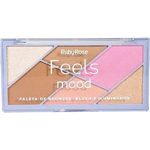 Paleta de Bronze/Blush/Iluminador Ruby Rose Feels Mood 7528 Cor:Único;Tamanho:Único