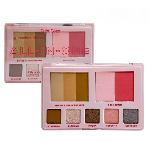 Paleta de Bronzer/Blush/Sombra Ruby Rose All-In-One HB-M1002
